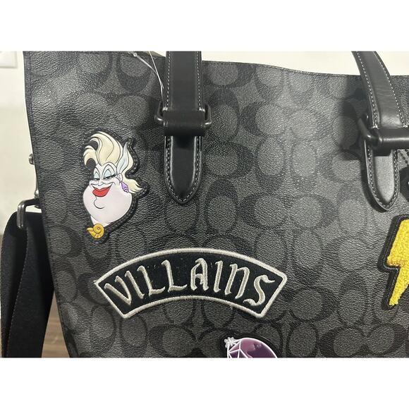Coach Disney Graham Structured Tote Large Disney Villans Signature Canvas Black - Picture 2 of 16